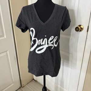 Charcoal Graphic V-Neck Women's Top